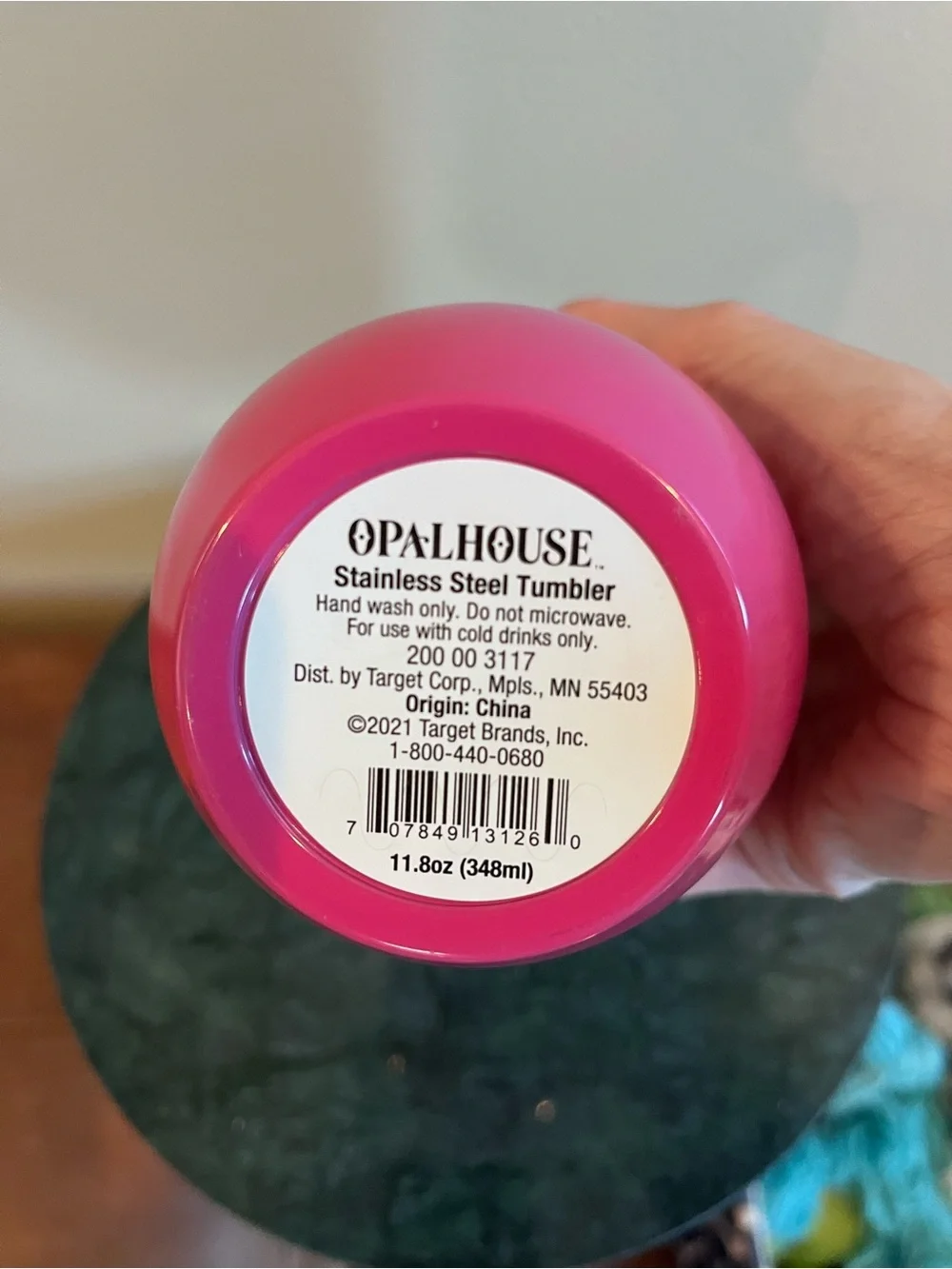 Opal House cold drink tumbler with ‘J’ initial, new without tags